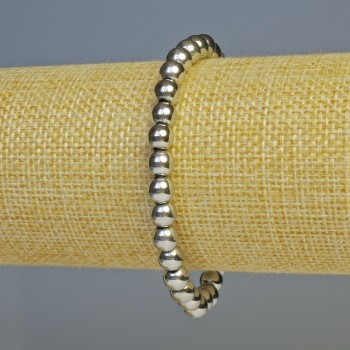Náramek z hematitu – kuličky, barva stříbrná, průměr 6 mm, délka 18 cm, elastická guma