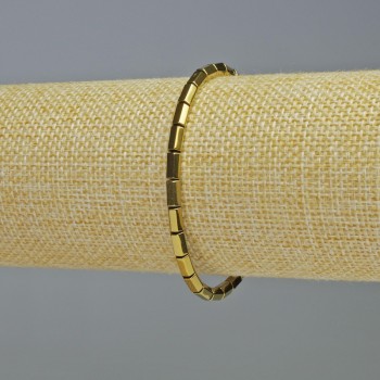 Náramek z hematitu ve tvaru šestiúhelníku se zaoblenými hranami, zlatá barva, průměr 5×4 mm, délka 18 cm, elastický