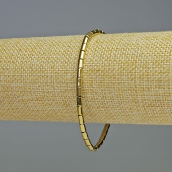 Náramek z hematitu, válcové korálky, zlatá barva, průměr 5×3 mm, délka 18 cm, elastický