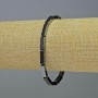 Náramek z hematitu, obdélníkový tvar, černé barvy, rozměr 12,5×4 mm, délka 18 cm, elastický