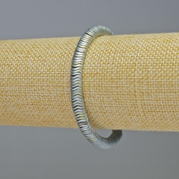 Náramek z hematitu duhově modrý matný, rondel, vlnitý, průměr 6×1 mm, délka 18 cm, elastický