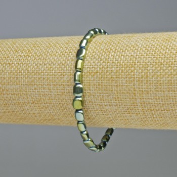 Náramek z hematitu oválný, zelený chameleon, průměr 7×6 mm, délka 18 cm, elastický