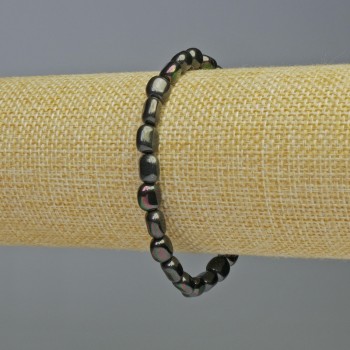 Náramek z hematitu, oválné korálky, černý chameleon, průměr 7×7 mm, délka 18 cm, elastický