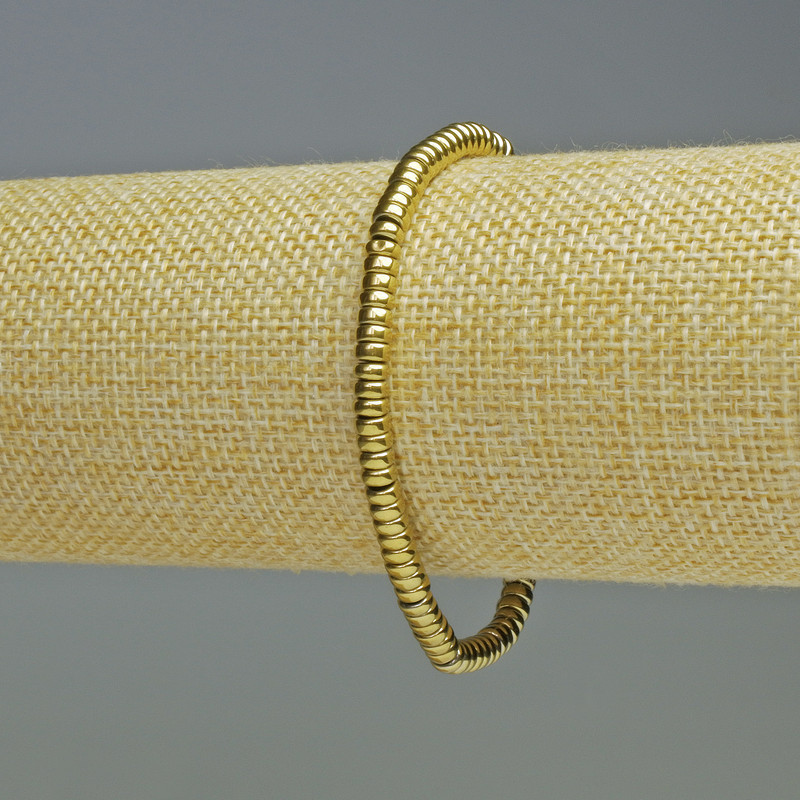 Náramek z hematitu se zlatým odstínem, rondely, průměr 4×2 mm ±, délka 18 cm ±, elastický