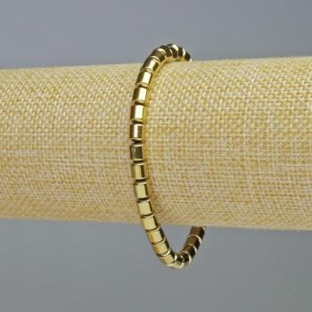 Náramek z hematitu – cylindrické korálky zlaté barvy, průměr 5×5 mm, délka 18 cm, pružný
