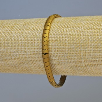 Náramek z hematitu hadí řetízek ve zigzag vzoru, odstín matného zlata, průměr 5×4×3 mm ±, délka 18 cm ±, elastický