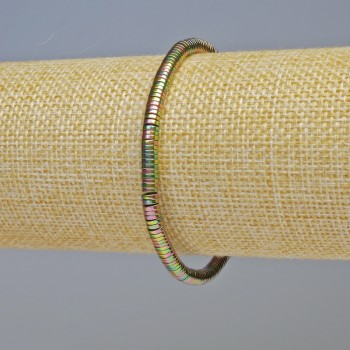Náramek z hematitu rondel duhové barvy, průměr 4×1 mm, délka 18 cm, elastický