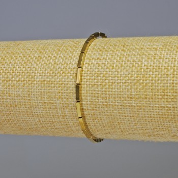 Náramek z hematitu – obdélníkové prvky, zlatá barva, průměr 7×2 mm, délka 18 cm, elastický