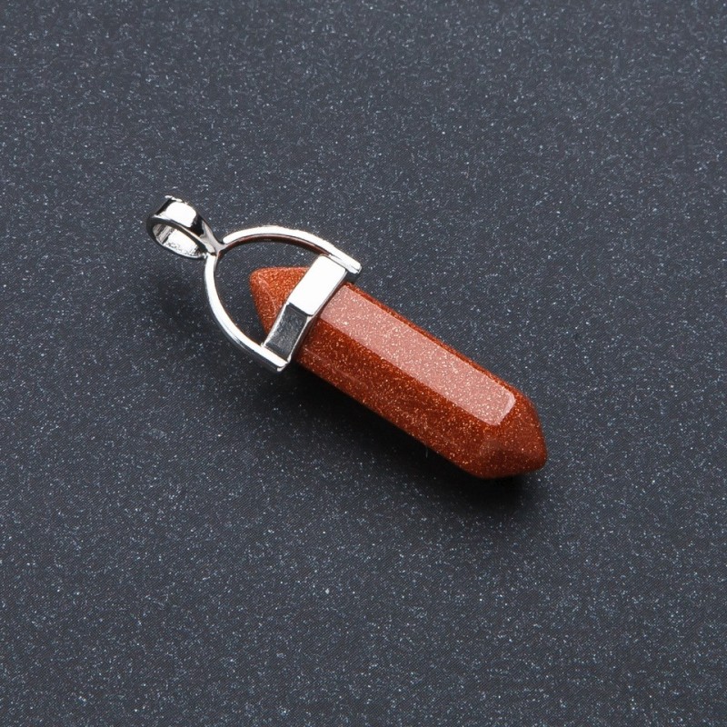 Přívěšek z kamene Aventurín zlatý písek ve tvaru šestiúhelníku (syntetický) 4×0,9 cm