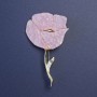 Brož růžový mak s perleťovým leskem a zlatavým kovem 76x46 mm+