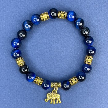 Náramek z kočičího oka, hladké kuličky o průměru 8 mm, s kovovými vsadkami, délka 18 cm, elastický