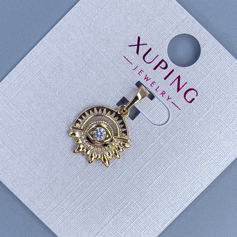 Přívěsek Xuping s bílým krystalem, průměr 14 mm, délka 20 mm, pozlacení 18K