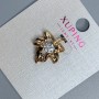 Přívěsek Xuping «List» s bílým krystalem, průměr 16 mm, délka cca 19 mm, pozlacený 18K