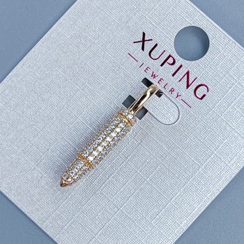 Přívěsek Xuping «Koule» se bílými štrasovými kamínky, průměr 4,5 mm, délka 27 mm, pozlacené 18K