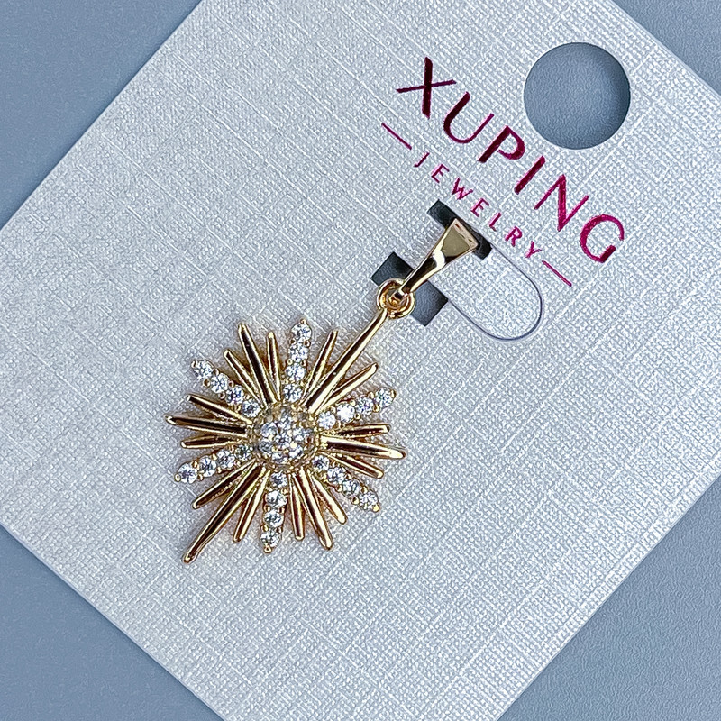 Přívěšek Xuping „Hvězda“ se bílými rhinestones, průměr 16 mm, délka 29 mm, pozlacení 18K