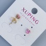Náušnice pecky Xuping ve tvaru srdce s růžovým kamenem o průměru 5 mm ±, pozlacené 18K
