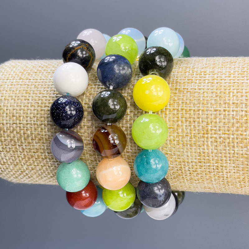 Náramek Asorti – hladké kuličky, průměr 12 mm ±, délka 18 cm, elastický