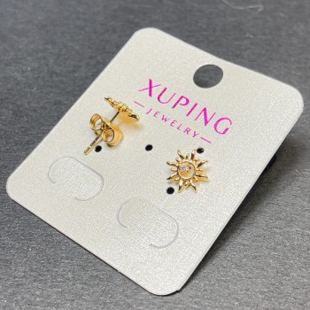 Náušnice pecky Xuping s bílým krystalem 9 mm ±, pozlacení 18K