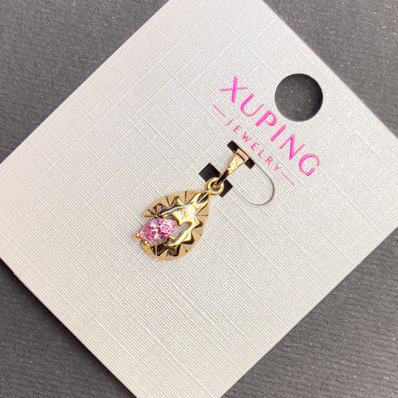 Přívěsek Xuping s růžovým krystalem, průměr 8 mm, délka 20 mm, pozlacení 18K