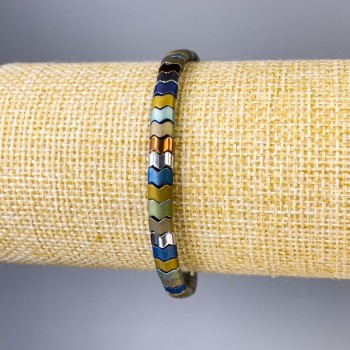 Náramek z hematitu, hadí řetízek, průměr 5×3 mm ±, délka 18 cm ±, elastický