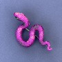 Брошка кулон Змія рожева емаль з зеленими стразами сріблястистий метал 53х30мм +