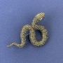 Brožka-přívěšek „Had“ se zlatavým kovem a zelenými kamínky 53×32 mm +