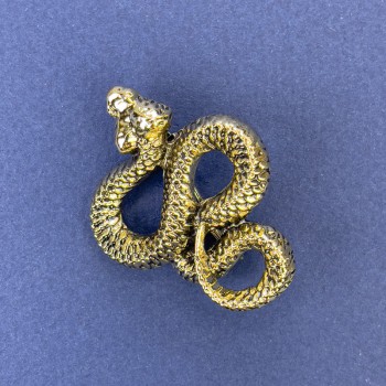 Brožka-přívěšek «Had» zlatý kov 40×31 mm +