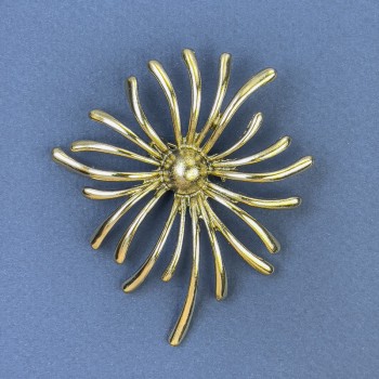 Brož „Květ Chryzantéma“ zlatý kov 61×71 mm+