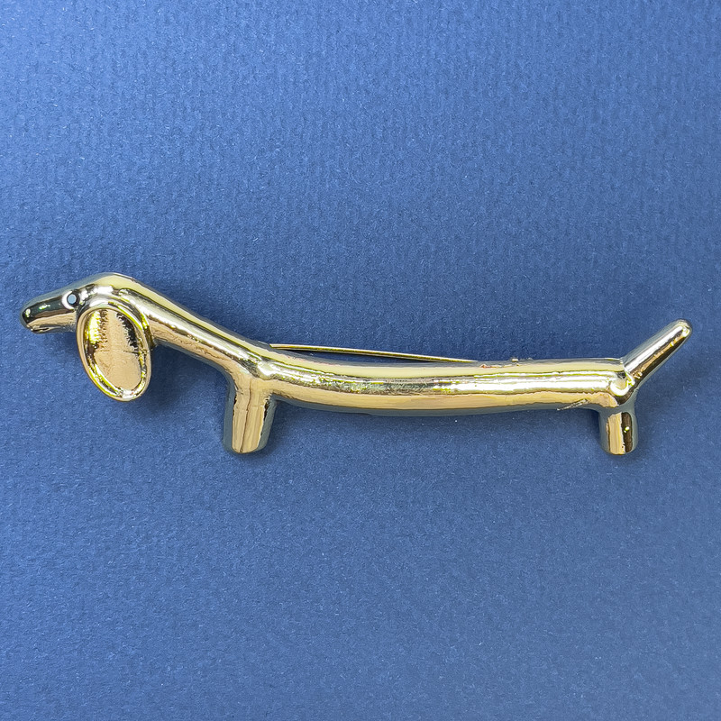 Brož Dachshund zlatého kovu 21×85 mm+