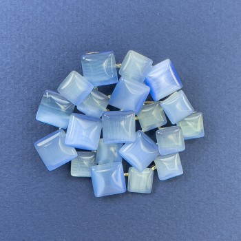 Brož-kulon Akcent s modrým kočičím okem, zlatý kov, 44×49 mm+