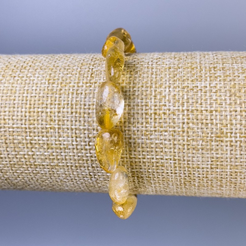 Náramek z přírodního citrínu, facetované korálky, průměr 10–14×6–8 mm, délka 18 cm, elastický