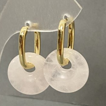 Náušnice z horského křišťálu, průměr cca 15 mm, délka cca 27 mm