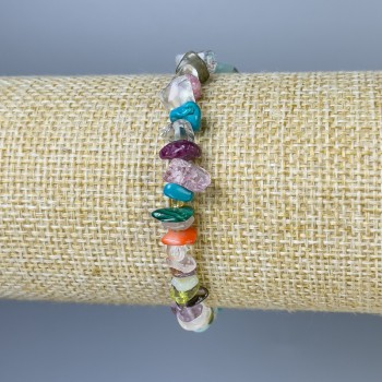 Náramek směs drobných kamenů, průměr 7–9×2–4 mm, délka 18 mm, pružný