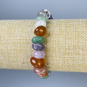 Náramek z mixu brusovaných korálků, průměr 7–13×6–9 mm, délka 18 mm, elastický