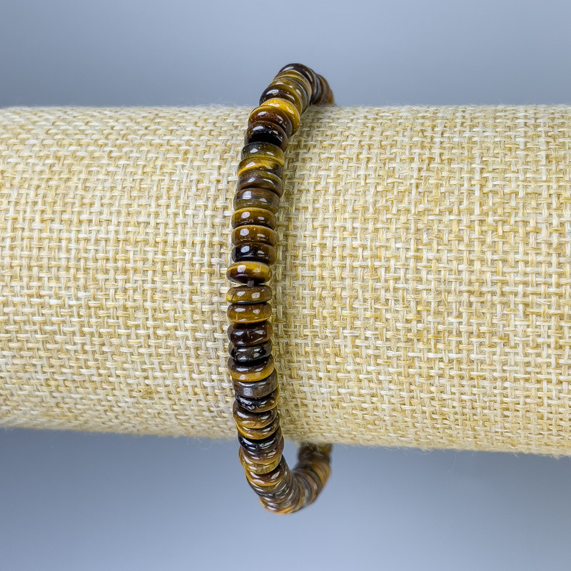 Náramek z tygřího oka – rondely, průměr 6×2 mm, délka 18 mm, elastický