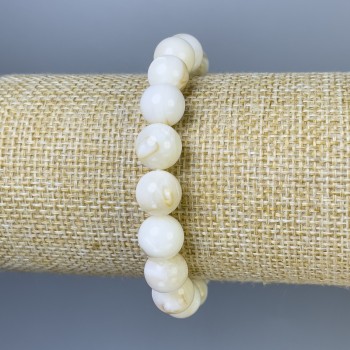 Náramek z perleti, hladké kuličky, průměr 10 mm, délka 18 cm, elastický