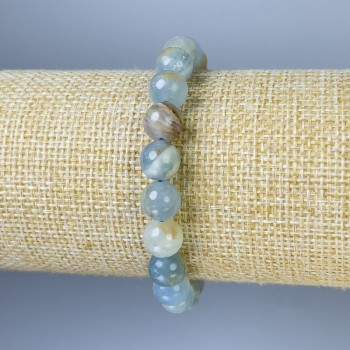 Náramek z kalcitu, hladká kulička, průměr 8 mm ±, délka 18 cm ±, elastický