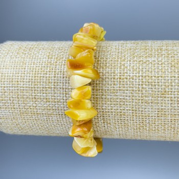 Náramek z jantaru – jemné úlomky, průměr 10–16×4–7 mm, délka 18 cm, elastický