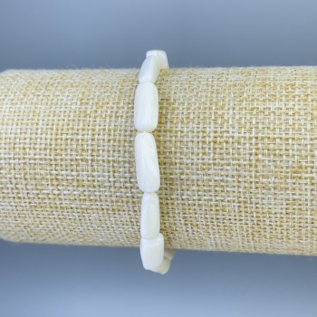 Náramek z přírodní perleti – fasetované korálky 14×5 mm, délka 18 cm, elastická guma