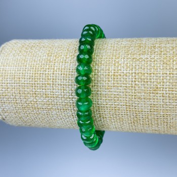 Náramek z chrysoprasu, brusované rondely, průměr 8×5 mm, délka 18 cm, elastický