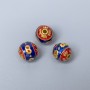 Korálek Cloisonné modro-červený smaltovaný, průměr 9 mm, dírka 1,5 mm, zlatavý odstín kovu, 1 ks