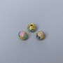Korálka Cloisonné rondelle – fialovo-modrá, modrá a světle modrá smalt, průměr 6×5 mm, otvor 1 mm, zlatý odstín kovu