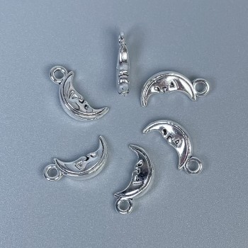 Přívěšek «Měsíc» – součást šperků, barva kovu stříbrná, rozměry 13×6×3 mm ± otvor 1,5 mm ± balení 20 g (~40 ks)