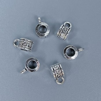 Фурнітура бейл колір металу срібло, розміри 10х5х6мм+- отвори, діаметр 4мм+-, діаметр 2мм+- фасування 20гр. (~ 27шт. )