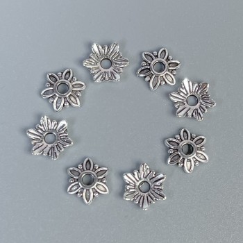 Čepička na korálek, barva kovu stříbrná, rozměr 7×1 mm ±, otvor 1,5 mm ±, balení 80 ks