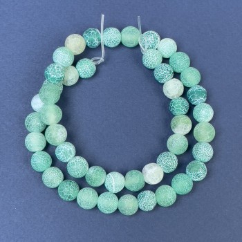 Korálky z mrazového achátu na šňůrce, hladká kulička, průměr 8 mm ±, délka 35 cm