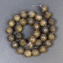 Korálky z bronzitu, přírodní kámen, hladké korálky, průměr 12,5 mm, otvor 1,5 mm, délka cca 38 cm