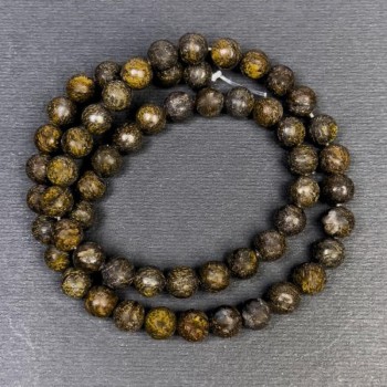 Bronzitové korálky z přírodního kamene, hladké korálky, průměr 6,5 mm, otvor 1,5 mm, délka 38 cm