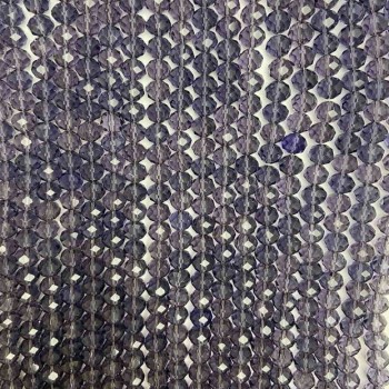 Korálky z českého křišťálu na niti, fialové průhledné fasetované rondely, průměr 8×6,5 mm, délka 40 cm