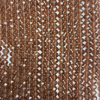 Korálky z českého křišťálu na niti, hnědé, průhledné, broušené rondely, průměr 8×6 mm, délka 40 cm